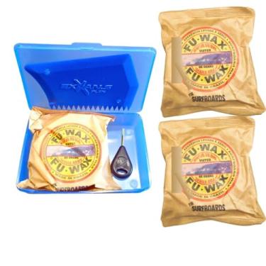 Imagem de Kit Surf Porta Parafina + Raspador + 2 ou 3 Parafina Surf Fu Wax + Chave (Cool Water, Kit com 2 unidades)