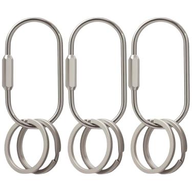 Imagem de Porta-chaves de latão dourado, pingentes de bolsa para bolsas, organizador de chaves com trava de parafuso, clipe de chaveiro mosquetão para chaves, Prata, 2.4"*1.2"