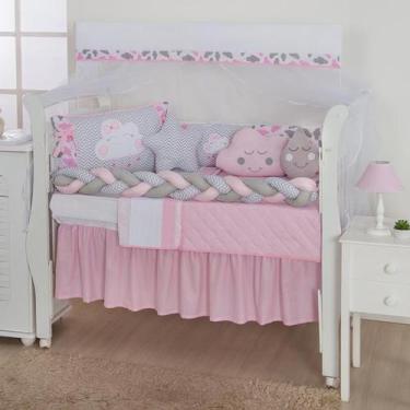 Imagem de Kit Protetor Berço completo Trança 12 Peças Nuvem - Essência Enxovais,