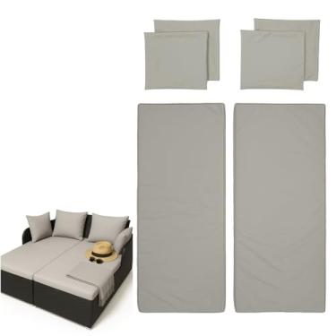 Imagem de GleamFolly Capa de almofada de substituição para sofá ao ar livre 150 x 59,7 cm, tecido impermeável e durável, capa protetora para pátio, quintal, móveis à beira da piscina (cinza claro)