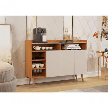 Imagem de Buffet Aparador 3 Portas Nichos Retro Elba Nature/off White