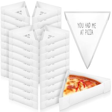 Imagem de Tioncy 100 peças de caixa de fatia de pizza a granel 24 x 19 x 4 cm prato descartável de cunha de pizza para casamento, triângulo, bandeja de papelão, suporte de recipiente para aniversário, casamento