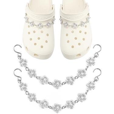 Imagem de Pacote com 17 pingentes de sapatos brilhantes para mulheres, par de correntes de sapatos de pérola, 12 peças de pingentes de decoração de joias femininas para tamancos, acessórios de pingente de flor e pérola DIY para Crocs para adultos, brindes de festa de aniversário, generic, Liga de aço, Strass