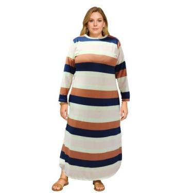 Imagem de Vestido Longo Estampado Feminino Inverno Manga Longa 2757 - Show store