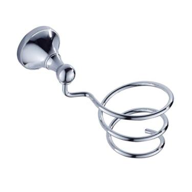 Imagem de Acessórios para banheiro em latão cromado - Toalheiro duplo com suporte para escova de vaso sanitário e dispensador de rolo de papel | Conjunto de 4 peças, suporte para secador de cabelo