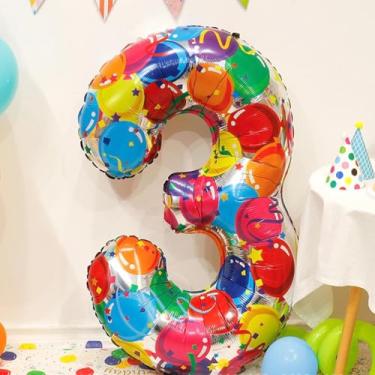 Imagem de Balão digital colorido de aniversário, adereços fotográficos de filme de alumínio de 132 cm, cena de decoração, balão de formato especial, 1 balão digital