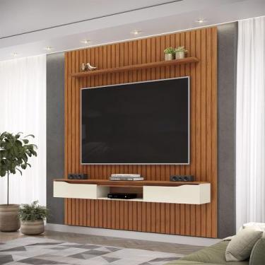 Imagem de Painel Suspenso Ripado Seko TV 65" Borda Chanfrada Freijó/OffWhite G18