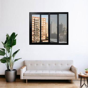 Imagem de Janela Vitro 2 Folhas Móveis com Tela Mosqueteira Alumínio 100x100 Cm 
