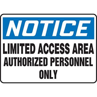 Imagem de Accuform MADM852VA Placa "Aviso de Acesso Limitado Área Autorizada Apenas PERZONNEL", 25,4 cm de altura, 35,5 cm de largura, 25,4 cm de comprimento, 0,06 cm de espessura, Alumínio, Azul/Preto sobre Branco