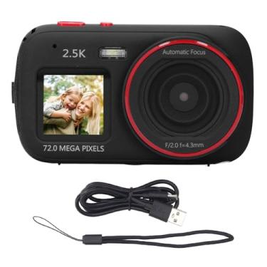 Imagem de Câmera digital 72mp 2,5k tela dupla 16x Zoom digital AutoFocus Anti Shake HD Selfie Câmera para fotografia de viagem VLOGGING ABS BUST IN 750mAH Bateria (Preto)