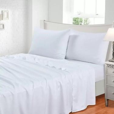 Imagem de Jogo De Cama 3 Peças 300 Fios Toque De Seda - Jolitex - Branco Liso - King