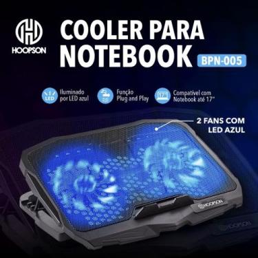Imagem de Base Cooler para Notebook Hoopson LED Azul 2 Fans Silenciosos USB Ajus