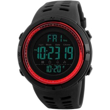 Imagem de Relógio Skmei Masculino Digital Esportivo Preto com Vermelho 1251