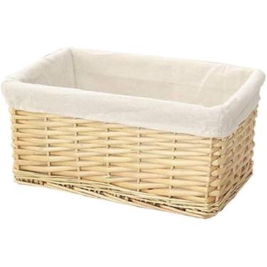Imagem de Cestos De Armazenamento De Vime Tecidos à Mão, Recipiente Organizador Retangular Com Forros Removíveis, Cestos De Prateleira Ideal Para Cozinha, Quarto De Banheiro, Natural Color, M