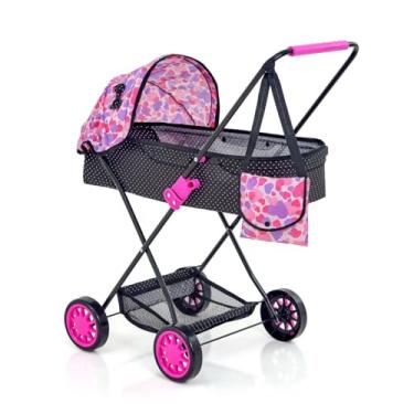 Imagem de Carrinho de Boneca Veneza com Porta Objeto Preto toldo Coração 79cm