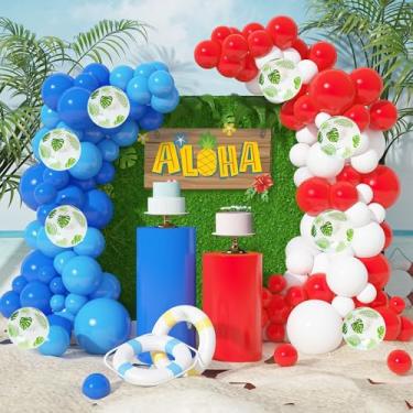 Imagem de 155 Pcs Balloon Birthday Party Decorations Red White Dark Blue Light Blue Balloon Garland Arch Kit Supplies For Movie Themed Hawaiian Party Decorations Backdrop