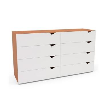 Imagem de Cômoda Porto 8 Gavetas Branca e Freijó - Modern, Freijó e Off White