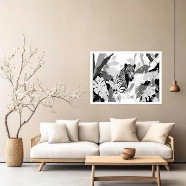 Imagem de Quadro Decorativo Leopardo PeB - 50x70cm - Quadros On-line, Moldura Br