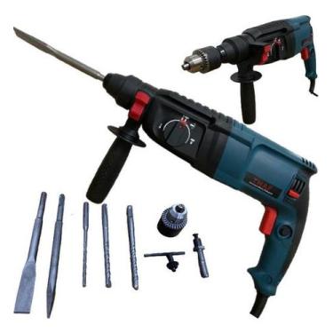 Imagem de Furadeira De Impacto + Martelo Rompedor 800w - Cor Azul Frequência 60 