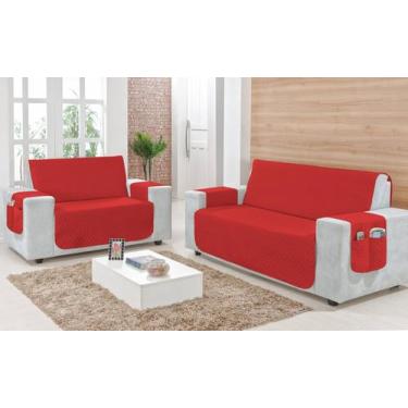 Imagem de Capa Protetor Sofá 2 E 3 Lugares Matelado Francielli Com Porta Acessór