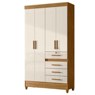 Imagem de Guarda Roupa Solteiro Sobral 4 Portas Freijó Off White - Moval - MOVAL