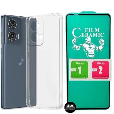 Imagem de Kit Capa Anti Impacto para Motorola Edge 50 Fusion Premium Transparente + Película Cerâmica 9D Proteção Premium