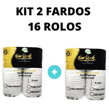 Imagem de Kit 2 Papel higiênico rolão new c/8 rolos - New York Total 16 rolos