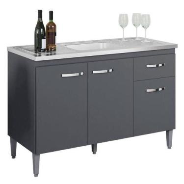 Imagem de Balcão De Pia Gabriela 120 Cm Cinza Fosco - Ajl - AJL MÓVEIS