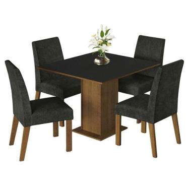 Imagem de Mesa Jantar Madeira 4 Cadeiras Rustic-Preto-Oxford - MADESA