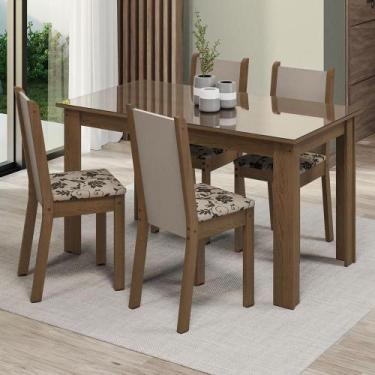 Imagem de Sala Jantar Mesa Vidro 4 Cadeiras Rustic/crema - MADESA