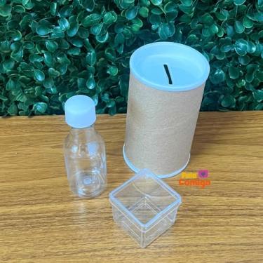 Imagem de Kit Festa 60 Lembrancinhas Acrícilico Caixinhas Cofrinhos e Garrafinhas - Fala Comigo (Azul bebe)