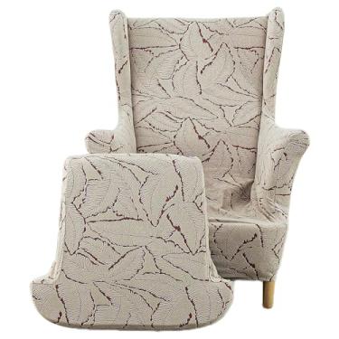 Imagem de Capas de poltrona Wingback, estampadas, lavável, resiliência, 2 peças, capa protetora para sala de estar e quarto (vinho vermelho)