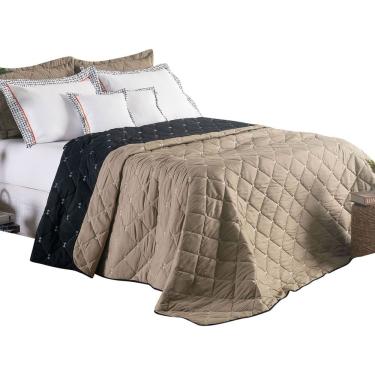 Imagem de Kit Cobre Leito Dupla Face Casal Queen Bordado Renove 7 Peças Hipercal 400 Fios 100% Poliéster - cáqui