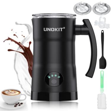 Imagem de Unokit Espumador De Leite, Vaporizador E 4 Em 1 Com Controle Temperatura Desligamento Automático, Aquecedor 350 Ml, Máquina Espuma Quente Fria Para Café, Latte, Cappuccino, Macchiato, Preto