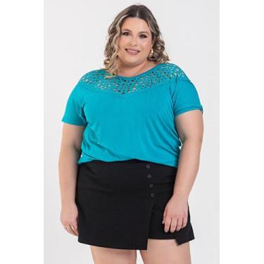 Imagem de Blusa Feminina Plus Size Malha Viscose Detalhe Corte a Laser - Serena,