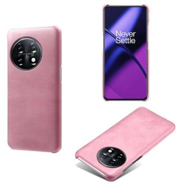 Imagem de Capa para Oneplus 11,Proteção contra quedas,Casca de volta de cor sólida simples,Design de couro de imitação de plástico-Pink