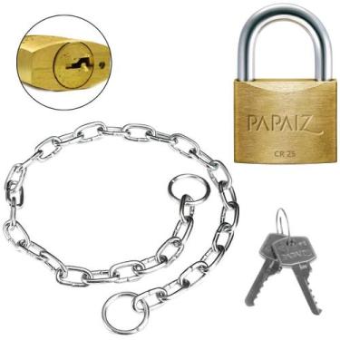 Imagem de Corrente Para Cadeado 41Cm Zincado + Cadeado 25Mm Com Chave - Silvana