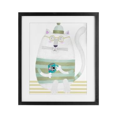 Imagem de Stupell Industries Caneca de gato com vaca impressão emoldurada preta sob vidro design por Carla Daly, 53 x 43