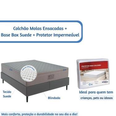Imagem de Colchão Ortobom Airtech Molas Ensacadas Base Box Suede com Protetor Im