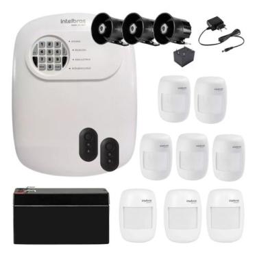 Imagem de Kit Alarme Híbrido Intelbras com 8 Sensores de Movimento e 3 Sirenes