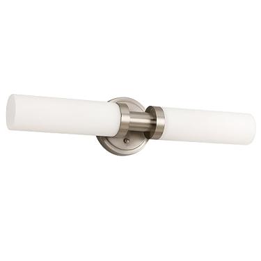 Imagem de Luminárias de banheiro de níquel escovado, 2 luzes de vaidade com sombra de vidro branco, arandelas modernas iluminação de parede para espelho cozinha quarto corredor sala de estar, lâmpadas E26 T10