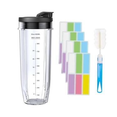 Imagem de DimyFew Copo de reposição para liquidificador com tampa de vedação portátil, 24 peças, etiquetas graváveis, peças individuais, copo de mistura, 32 onças