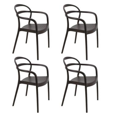 Imagem de Kit 4 Cadeiras Tramontina Sissi Em Polipropileno E Fibra De Vidro Com Braços Marrom 92045109