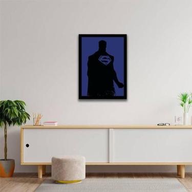 Imagem de Quadro Decorativo Silhueta Super Man 34X23Cm Moldura Branca - Quadros 