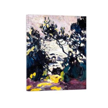 Imagem de Impressão em tela de paisagem-Famous Wall Art Picture-Trees by Sea in South-Poster para decoração de sala de estar pronto para pendurar tela embrulhada 60x80cm24x31in