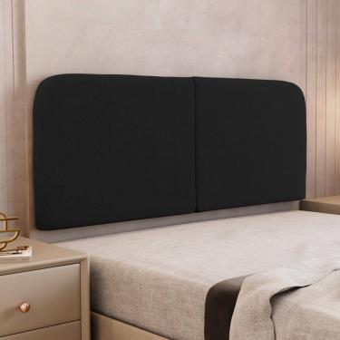 Imagem de Cabeceira Painel Orgânico Cama Box King Size Aira 195cm Dobrável Bouclé Preto - Desk Design