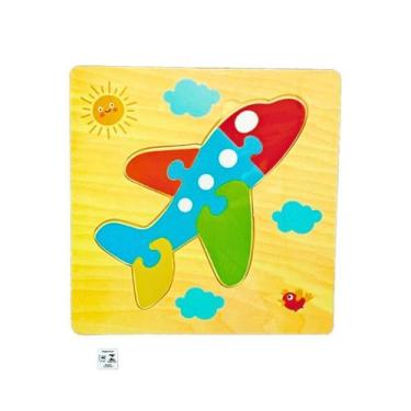 Imagem de Quebra Cabeca MDF Mini 6 Pecas Toymix Aviao 15x15x0,3cm Brinquedo Educ