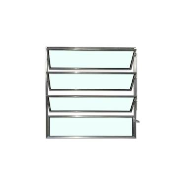 Imagem de Vitrô Basculante 1 Seção 80x80 Linha Esmeralda – Alumínio Brilhante, Vidro Liso 3mm – Lumineziri Esquadrias