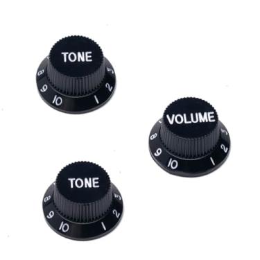 Imagem de DIAO79NI Botões Metric Strat 1 Volume 2 Tone Control Knobs Fine 18-Spline Set para Importação Squier Strat Style Guitarra Elétrica, Preto (Branco).