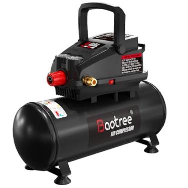 Imagem de Compressor de ar portátil, tanque de compressor de ar livre de óleo de 110 litros no máximo 4 galões, motor 0,5 HP 0,6SCFM@90 PSI, 1,0SCFM@40PSl Compressores de ar de garagem para reparo de carro